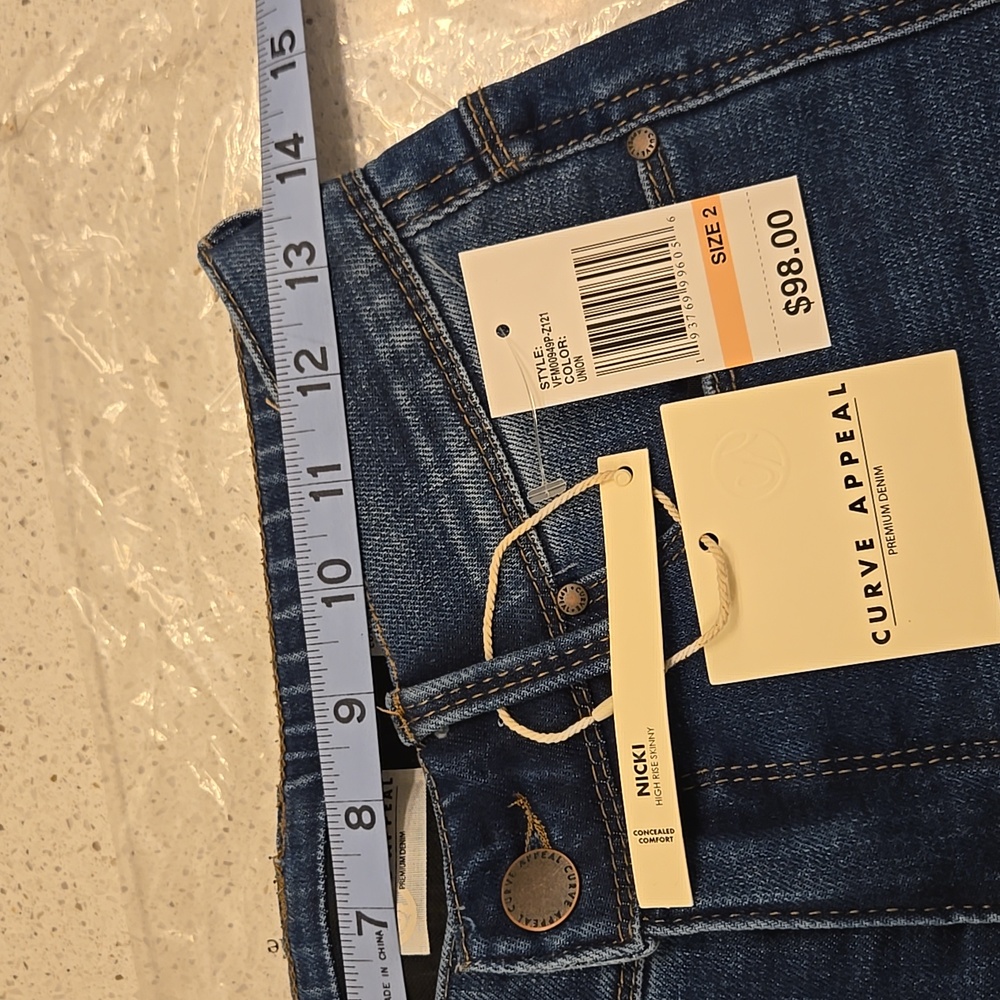 CURVE APPEAL High-Rise Skinny Jeans In :Union Wash New With Tags SZ:2 - Picture 5 of 8